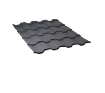 სასახურავე თუნუქის ფურცელი 0.45x1200 RAL 7024 WRINKLE  (მეტალოკრამიტი, მოდერნი) ნაცრისფერი — თუნუქის სახურავი